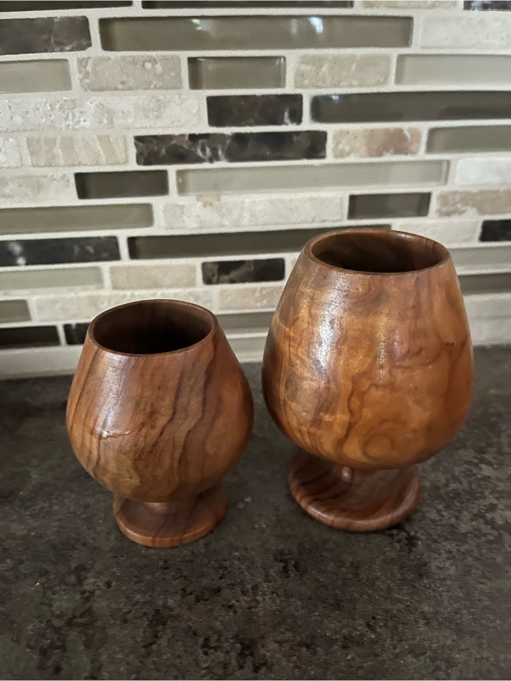 Olive wood goblets